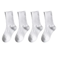 Pack of four white mid-calf cotton sports socks with classic ribbed cuffs for comfort - One Size(35-44) / Crew Socks-White