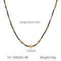 Macro shot of colorful beaded necklace with weight 5.8g and length 41cm-46cm detail - Black (HC-N40315-BK)