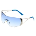 Y2K rimless sports sunglasses with blue gradient lenses and silver star rhinestone detail - Silver Frame Gradient Blue