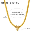 Detalle de la cadena de serpiente dorada con colgante de circonita marquise y medidas - Nb-n1340-yl
