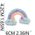 Close-up of rainbow and cloud embroidery patch showing dimensions 6cm by 4.2cm - No. 16 Rainbow Cloud