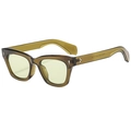 Fashionable sunglasses with translucent tea green frame and pale yellow lenses - Olive Green Frame Green Lens