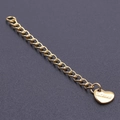5cm gold stainless steel extender chain with heart-shaped S.Steel engraved charm tag - S1654 Heart Tag / Gold