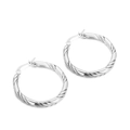 Orecchini a cerchio ritorti in argento 30mm stile francese minimalista in acciaio - Argento (KE102565-KFC)