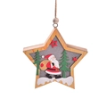 Houten kerstboomversiering in stervorm met een lasergesneden kerstman-motief - Ster Kerstman