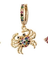 Golden crab earrings with multicolor zircon stones featuring a detailed animal design - Crab Style