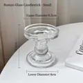 Small Roman column style clear glass candle holder with 8.6cm height and 8.5cm top diameter - Small Roman Glass Candle Holder