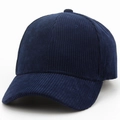 Classic corduroy baseball cap in deep navy blue featuring a textured ribbed finish - Adjustable / Navy Blue