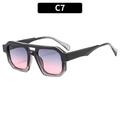 Fashion double bridge aviator sunglasses with black frame and purple-orange gradient lenses - Gradient Black Frame Gray Pink Lens