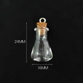 Mini conical glass wish bottle with cork and metal ring, measuring 24x16mm in size - Transparent Flask Shape Bottle + Eye Pin Cork
