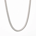 Sleek silver flat snake chain jewelry set featuring a polished stainless steel finish - Platinum Color (PDD213)