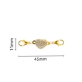 Gold plated magnetic jewelry clasp with crystal heart pendant and lobster clasps 45mm - Rhinestone Heart Gold