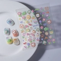 Autocollants 5D en relief grenouille et dessin animé avec motifs mignons pour nail art 3D - Style de Dessin Animé en Relief (FEB-582)