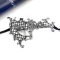 Halloween party black silver lace asymmetrical eye mask sexy masquerade costume accessory - Silver