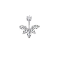 Silver stainless steel belly button ring with five marquise-cut sparkling zircon stones - XY-16 Five-Diamond Fan Petal