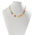 Collar bohemio de margaritas de colores con cadena de metal dorado para mujer - Collar / Colorido