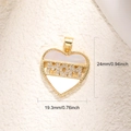 Gold plated heart pendant with MOM letter engraving and shimmering pearl inlay for gift - Shell Mom Heart