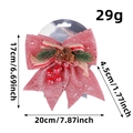 Red glitter Christmas bow with pine cones and berries decoration, size 20cm x 17cm - Pink
