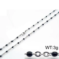 Minimalist titanium steel necklace with silver chain and black oval resin beads - 400mm*2mm / Black