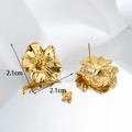 Vintage style 3D gold-plated stainless steel flower stud earrings with 2.1cm diameter - One Pair / Gold
