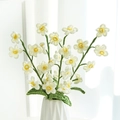 Handmade knitted white flower bouquet with yellow center in white ceramic vase - 7-Head Forget-Me-Not White