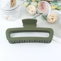 Matte military green rectangular hair claw clip for thick hair in minimalist style - XP Grass Green