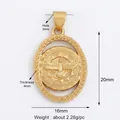 Detailed view of a gold peace dove pendant with dimensions 20mm by 16mm for jewelry making - Vintage Pigeon Oval-Gold