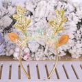 Cerchietto natalizio con corna dorate glitterate e nappe colorate scintillanti - Stile Filo Dorato