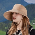 Cappello parasole kaki a tesa larga con protezione per il collo e foro per la coda - Cachi(8901)
