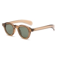 Retro round tortoiseshell sunglasses with green lenses and metal arrow hinge details - Tea Frame Army Green Lens