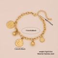 Gouden roestvrijstalen armband met zon-, maan- en sterhangers van 1,5 cm diameter - Zon en Maan Ronde Plaat Stijl (1#)