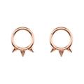 Macro detail of rose gold septum rings featuring symmetric spiked punk design accents - Rose Gold