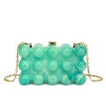 Mint green acrylic bubble evening clutch with marble texture and gold chain strap - Emerald Green/Marble Texture / Green