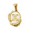 Titanium steel pendant with gold plating and white shell inlay featuring letter K - Letter K (SP035G-K(Single Pendant))
