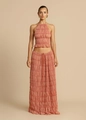 Detailansicht von pfirsichfarbenem Stufenrock und Neckholder-Top aus Crinkle-Stoff - S / Rosa