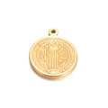 Golden vintage stainless steel St. Benedict medal pendant for DIY necklace making - 18# (18mm Diameter) / Gold