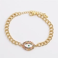 Vergoldetes Evil-Eye-Armband mit bunten Zirkonia-Steinen und verstellbarer Goldkette - CB0073-Weißer Boden Multi Zirkon Wimpern
