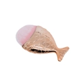 Brocha de maquillaje sirena con mango dorado de escamas y cerdas suaves rosa degradé - Pequeño / Oro rosa