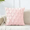 Pink velvet pillow case with quilted diamond pattern on off-white sofa - Plush Diamond Shape: Pink / 55*55cm (one Without Pillow Insert)