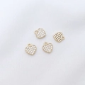 Ciondoli a cuore in oro 14K con micro-pavé di zirconi per la creazione di gioielli fai da te - Tipo 3 Cuore di Pesca 8x8,8mm
