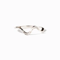 Minimalist S925 sterling silver wave ring with sparkling cubic zirconia on white background - US Size 7 / White Gold