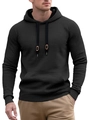 Close-up of black waffle knit fabric texture on men's long sleeve pullover hoodie - S / Black