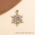 Golden snowflake charm with rhinestones measuring 2.1cm by 1.6cm for DIY jewelry making - Gold Snowflake Style 4