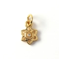 Macro view of gold flower star pendant with clear zircon stone and intricate textures - 09-Six-petal Flower Star