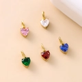 Polished heart-shaped colorful zircon charms with gold plating in five vibrant colors - Multicolor/Set of 5