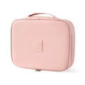 Rosafarbene quadratische Kosmetiktasche aus PU-Leder mit Flugzeug-Logo und Reißverschluss - Rosa