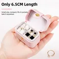 Pink PU leather mini portable jewelry box 6.5cm length with sponge slots for rings - Pink