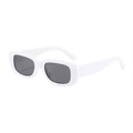 Retro rectangle sunglasses with white frames and dark lenses for street style look - White Frame / Black Lens