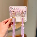 Exquisite pair of purple butterfly hair clips with elegant long tassels for girls - 31# Pearl Butterfly Purple Long Ribbon