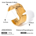 18k gold plated stainless steel irregular wave open bangle with size measurements - Irregular Wave Textured Open Style (JDB2405021)